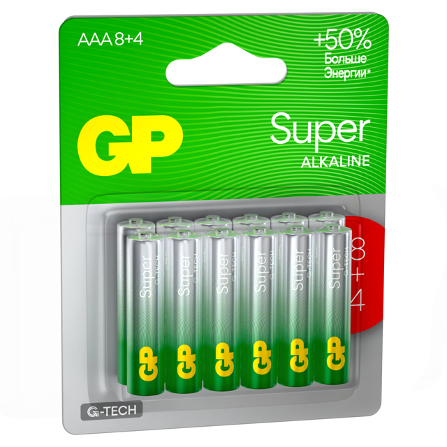 батарейка GP Batteries Super G TECH 1,5 В LR03 AAA 12шт