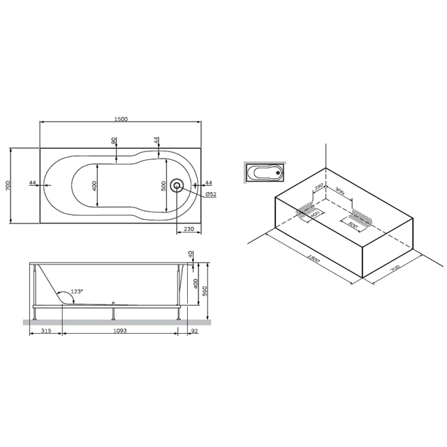 каркас для ванны AM.PM X-Joy 150х70см