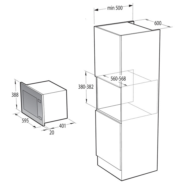 печь СВЧ встраиваемая GORENJE BM251SG2BG 25л гриль черный