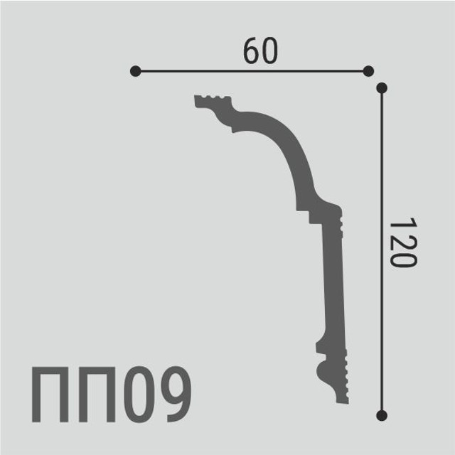 плинтус потолочный ДЕ-БАГЕТ ПП 09 120х60х2000мм полимер(xps), арт. 00-00107087