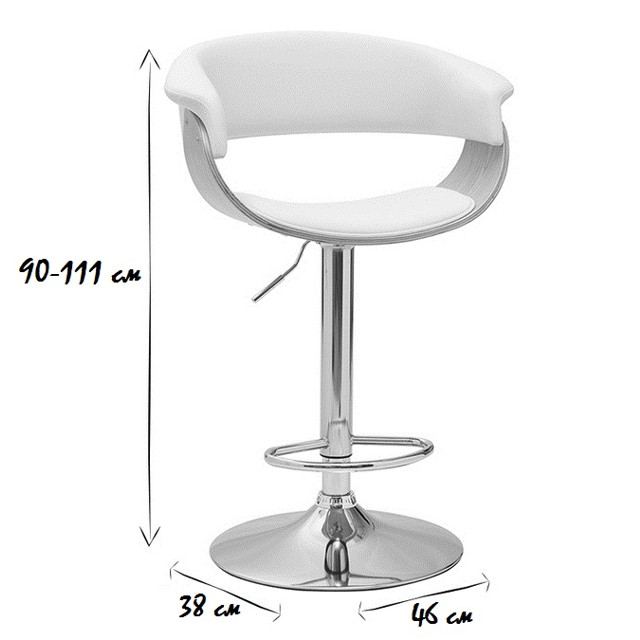 стул барный AMARANT 480х600х900(1110)мм искусственная кожа/фанера грецого ореха/металл белый