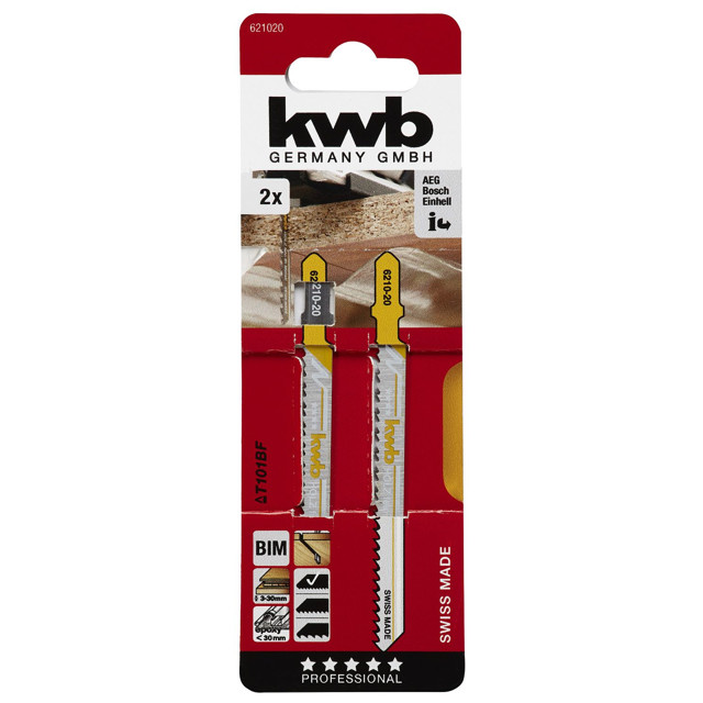 пилки для лобзика по дереву KWB T101BF 2шт биметаллические