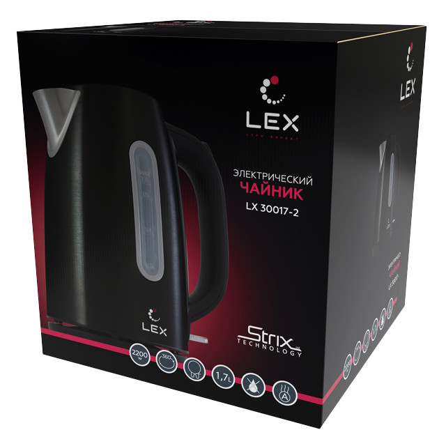 чайник LEX LX 30017-2 2200Вт 1,7л металл черный