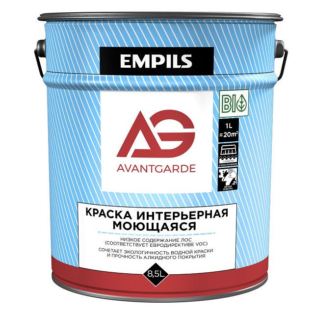 краска интерьерная моющаяся AvantGarde (база С) матовая 8.5 л 11,6 кг