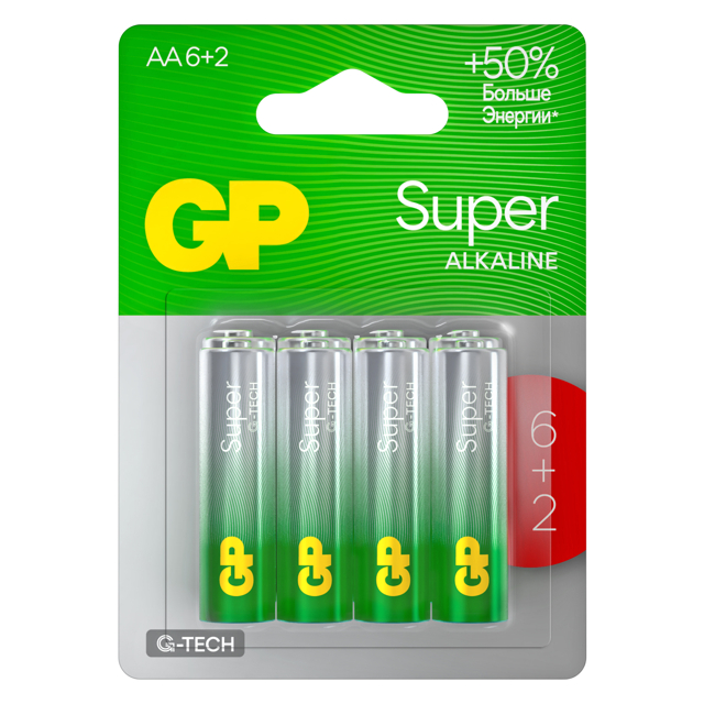 батарейка GP Batteries Super G TECH 1,5 В LR6 АА 8шт