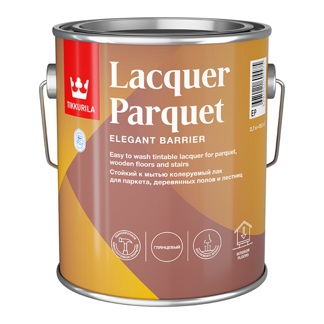 лак алкидный паркетный TIKKURILA Lacquer Parquet 2,7л глянцевый, арт.700001143