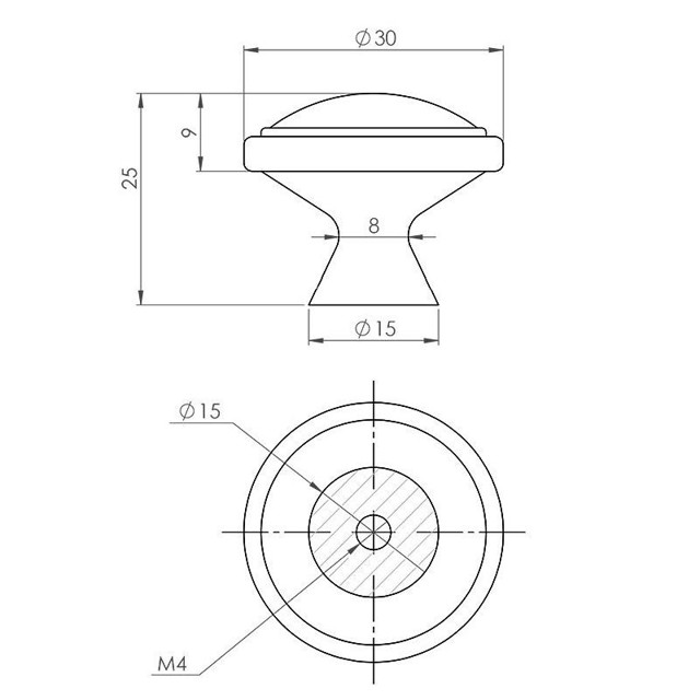 ручка-кнопка BRANTE BR906L 30мм белый