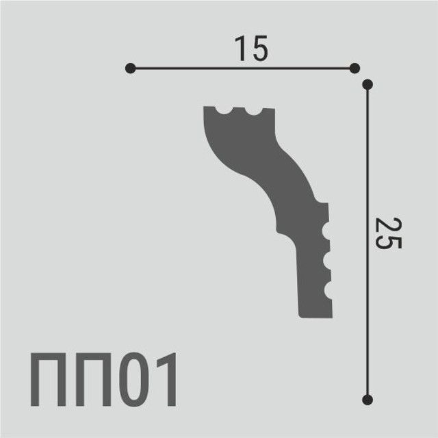 плинтус потолочный ДЕ-БАГЕТ ПП 01 25х15х2000мм полимер(xps), арт. 00-00106517