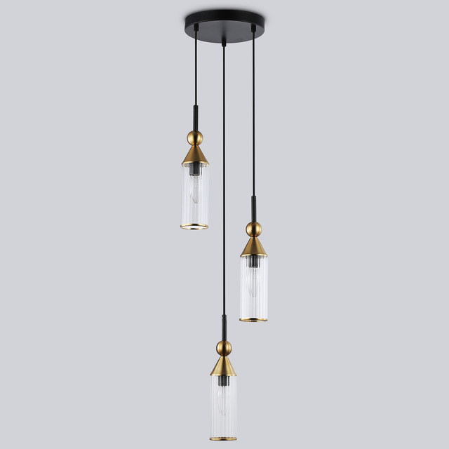 светильник подвесной AMBRELLA High Light E14 3х40Вт черный/латунь/прозрачный