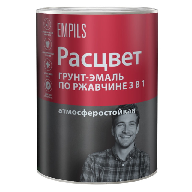 грунт-эмаль 3в1 РАСЦВЕТ вишневая 0,9 кг, арт.65198