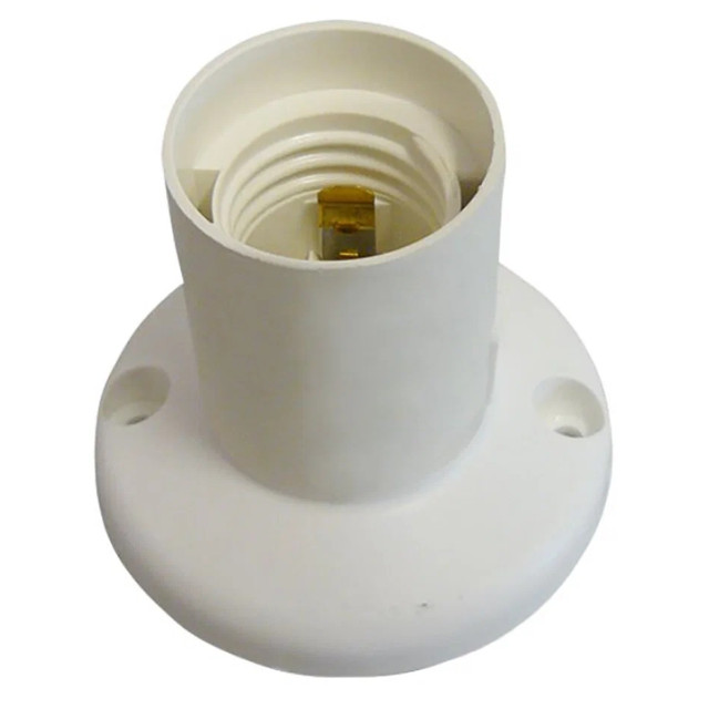 патрон Е27 4А угловой настенный пластик белый