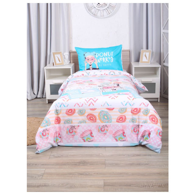 постельное белье 1,5сп MONA LIZA Kids Donut сатин 1 нав.48х70см, арт.531014/10