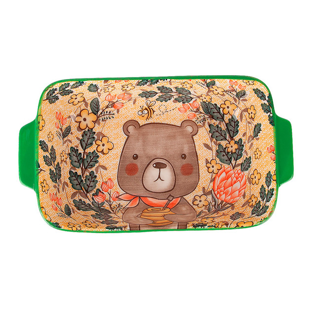 блюдо для запекания NOUVELLE HOME Kawaii Forest Bear 22х12,5х5см 0,6л прямоуг. с ручками фарфор