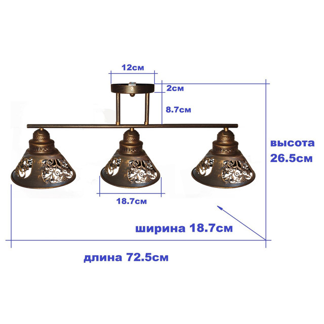 люстра потолочная Jupiter Lighting Kantri 3х60Вт Е27 металл