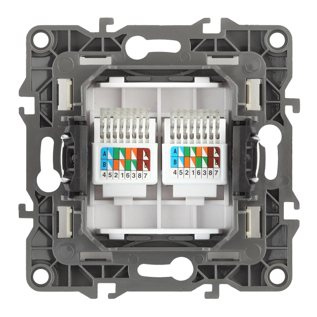 розетка 2 поста компьютерная RJ45 ЭРА, серия 12, белый