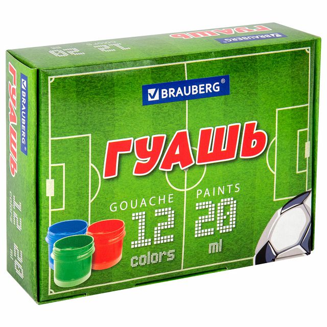 гуашь BRAUBERG Футбол 12цв по 20 мл