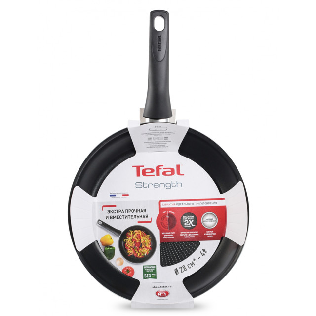 сковорода TEFAL Strength 28см антипригарная, штампованный алюминий