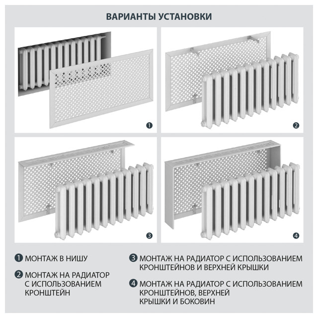 экран для радиатора Готико 90х60см белый мдф