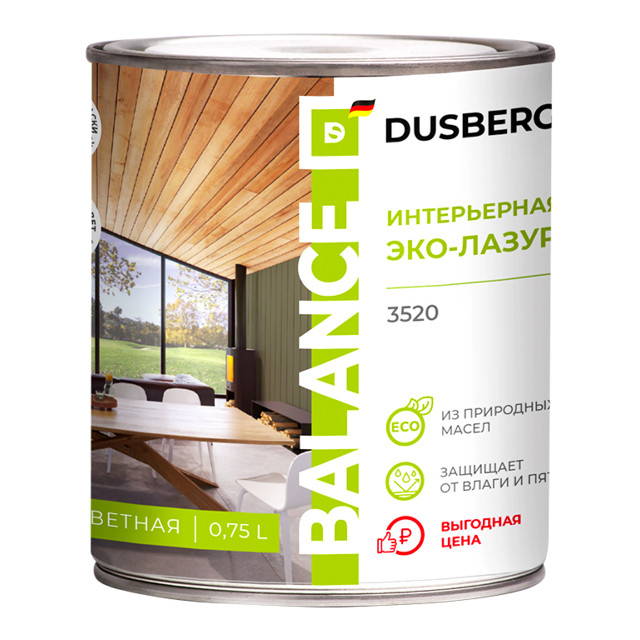 эко-лазурь интерьерная DUSBERG Balance 0,75л бесцветная, арт.3520075