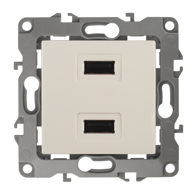 розетка USB ЭРА, серия 12, слоновая кость