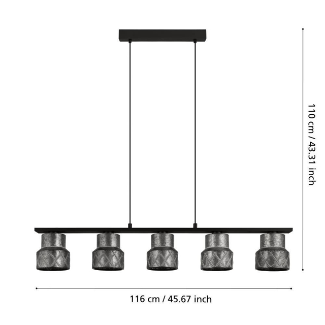 светильник подвесной EGLO Hilcott 5х40Вт E27 сталь черный