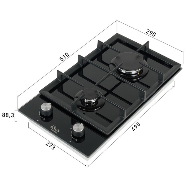 поверхность газ на стекле OASIS P-GBD 2 конф. чугун черный