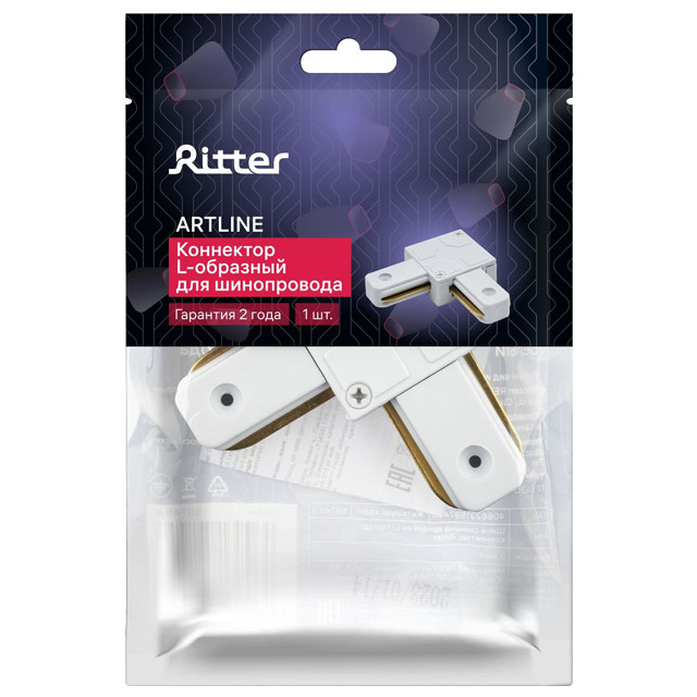 коннектор угловой RITTER Artline жесткий пластик/медь белый