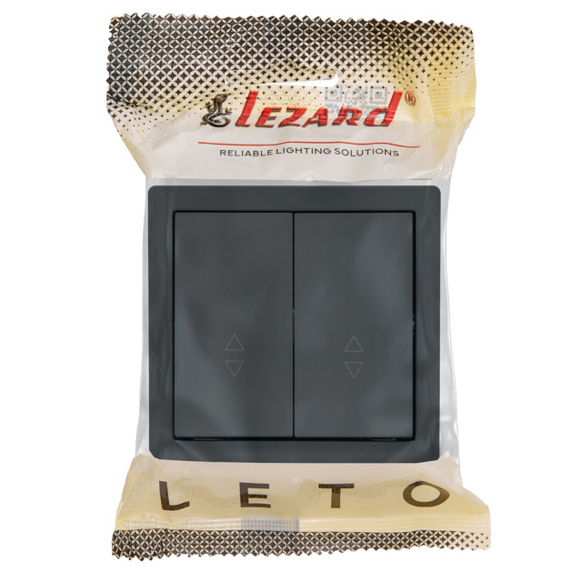 переключатель 2-клавишный LEZARD Leto проходной графит