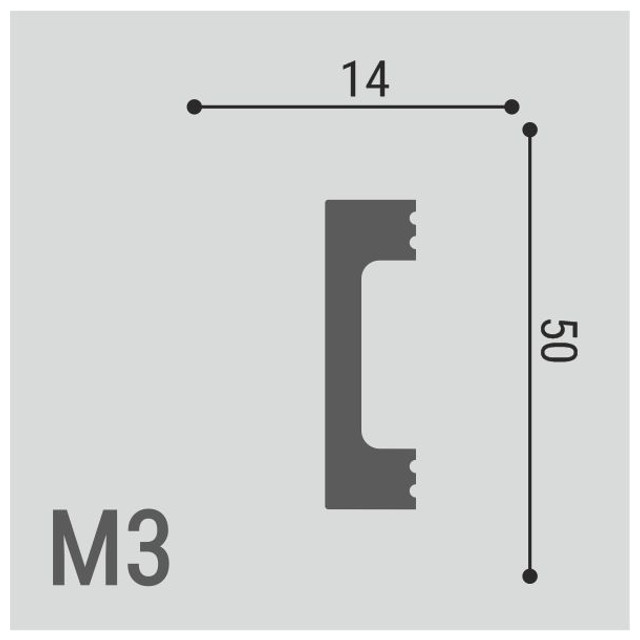 молдинг ДЕ-БАГЕТ М3 50х14х2000мм полимер(xps), арт. 00-00106273