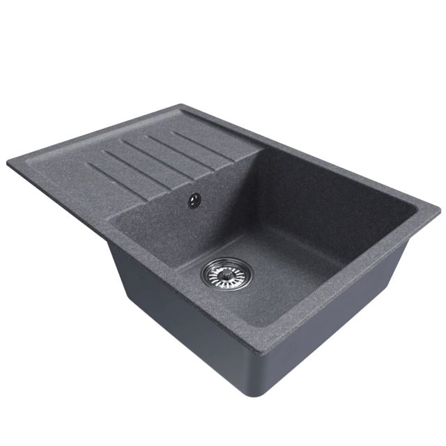 мойка Mixline ML-GM19 КОМФОРТ прямоугольная с крылом 750х500х200мм искуственный камень графит