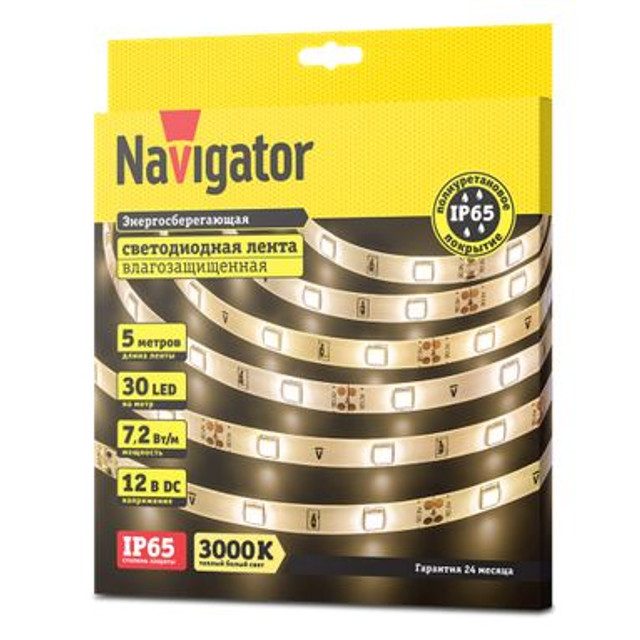 лента светодиодная LED NAVIGATOR 3000K 7.2Вт IP65 12В