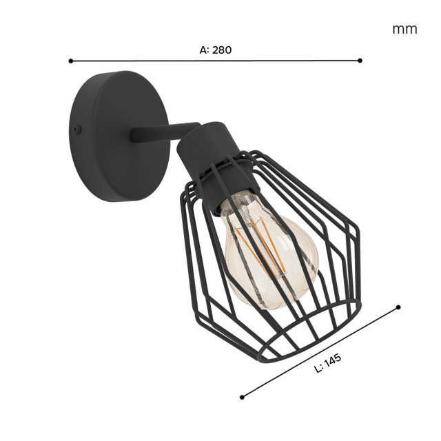 бра EGLO Tarbes 1x12Вт E27 сталь черный