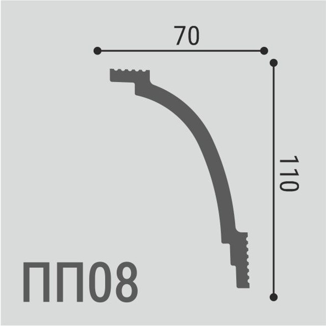 плинтус потолочный ДЕ-БАГЕТ ПП 08 110х70х2000мм полимер(xps), арт. 00-00106911
