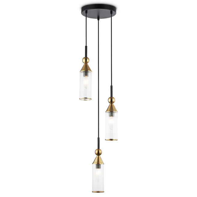 светильник подвесной AMBRELLA High Light E14 3х40Вт черный/латунь/прозрачный
