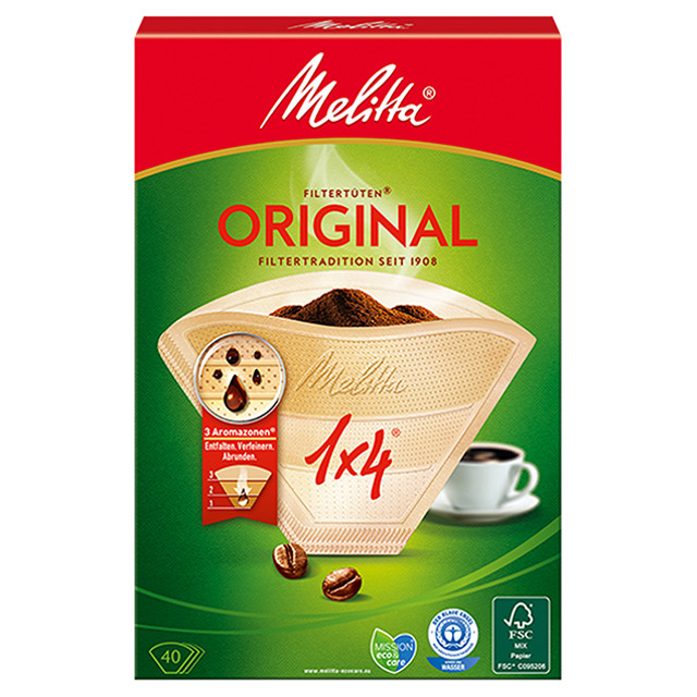 фильтры для заваривания кофе  MELITTA 1х4/40 шт., бумажные, коричневые