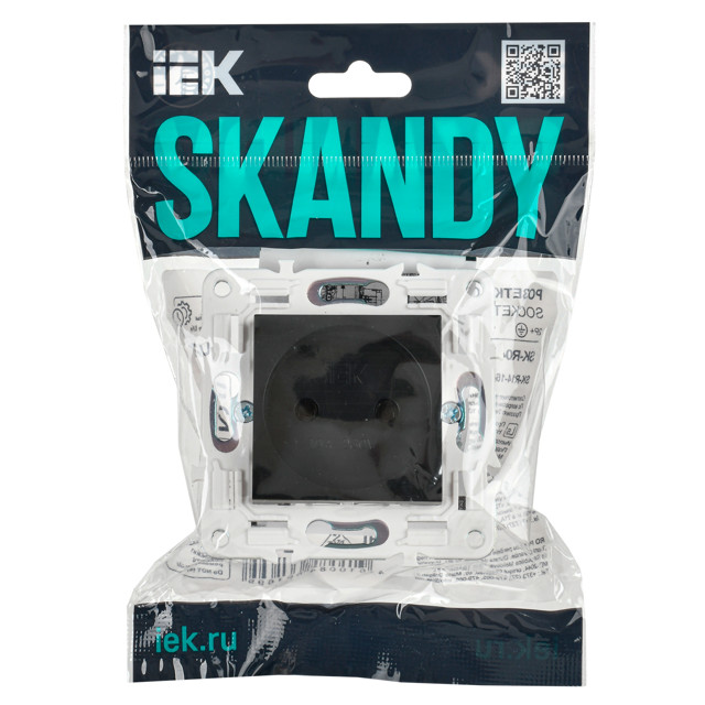 розетка 1 пост IEK Skandy б/з/ б/ш 10А черный