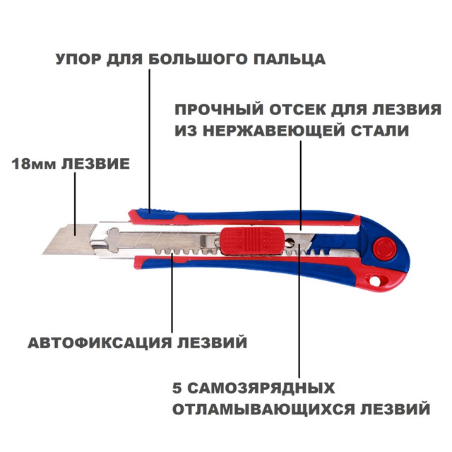 нож сегментный WORKPRO 18мм быстрозащелкивающийся