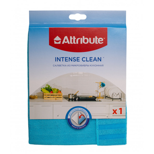 салфетка ATTRIBUTE Intense clean 20х17см микрофибра голубой