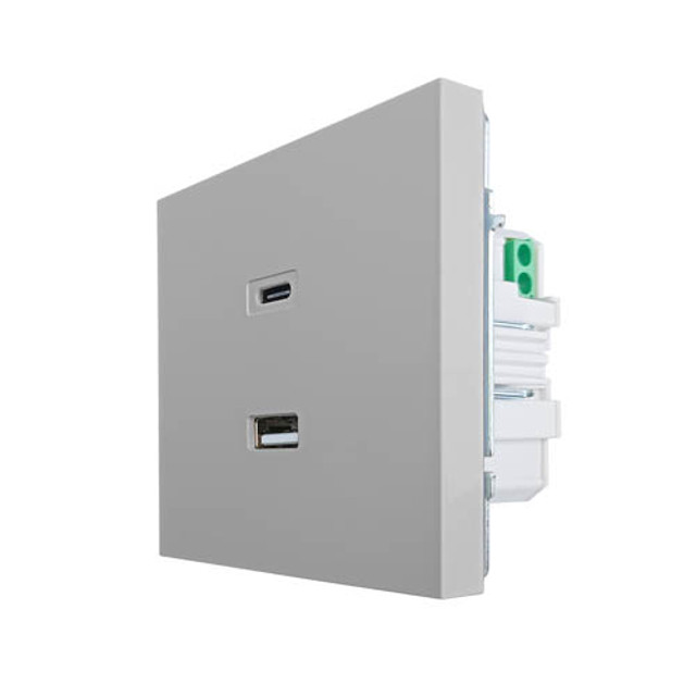розетка LEZARD Zima TC+USB разъём серый матовый