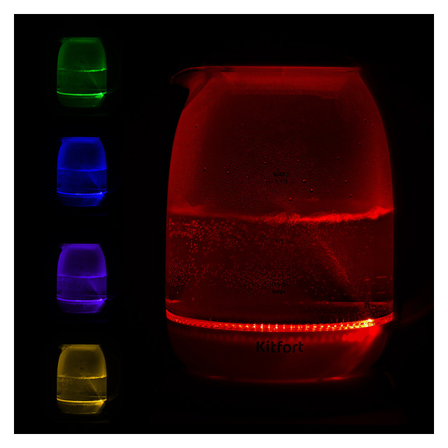 чайник KITFORT KT-6140-3 2200Вт 1,7л стекло бело-бирюзовый