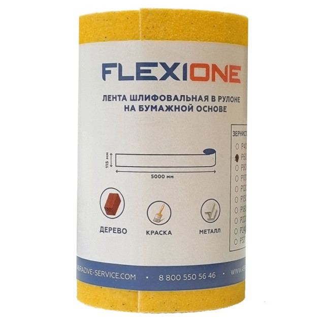 рулон шлифовальный на бумажной основе FLEXIONE 115ммx5м Р60, арт.50000266