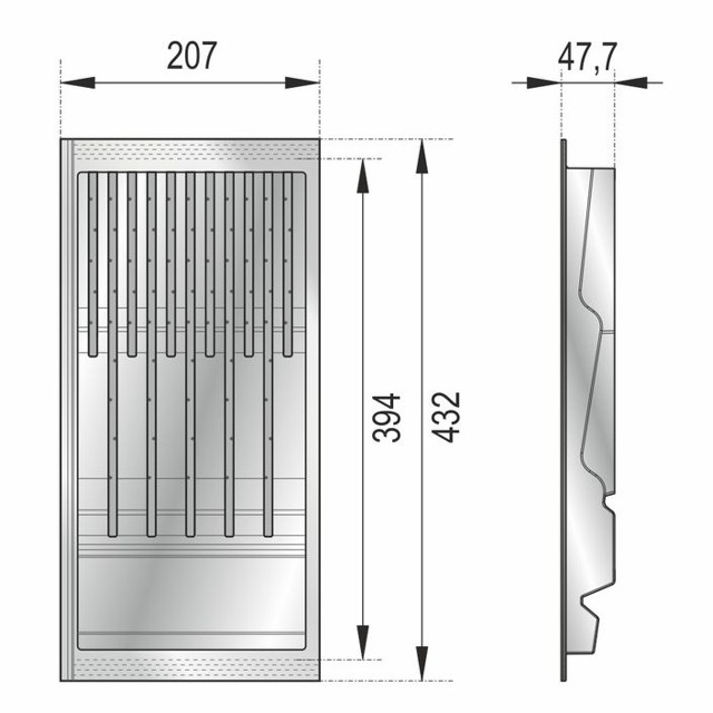 блок для ножей BLOKI PC15/GRPH 430х206х48мм пластик графит