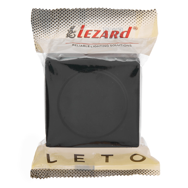 розетка 1 пост LEZARD Leto с/з ПБТ с крышкой чёрный бархат