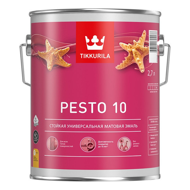 эмаль алкидная TIKKURILA Pesto 10 база С 2,7л бесцветная, арт.700001168