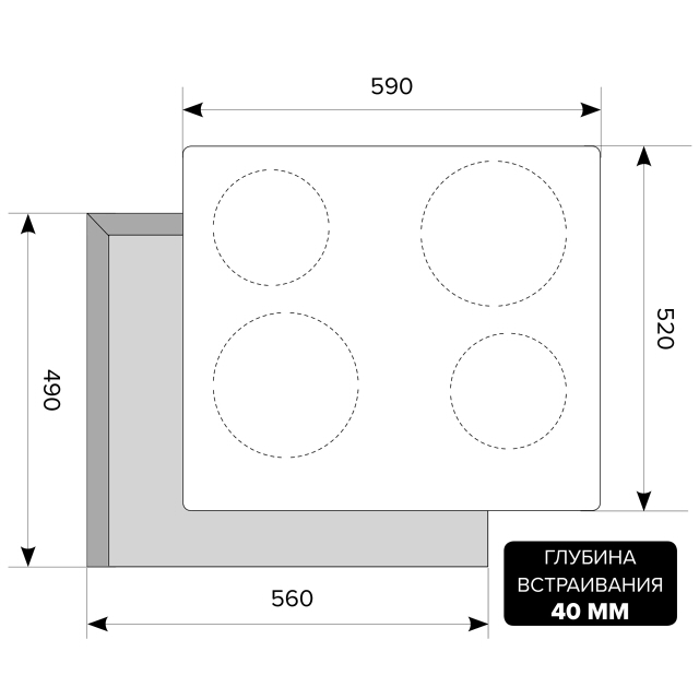 поверхность электрическая LEX EVH 640 BL 4 конфорки
