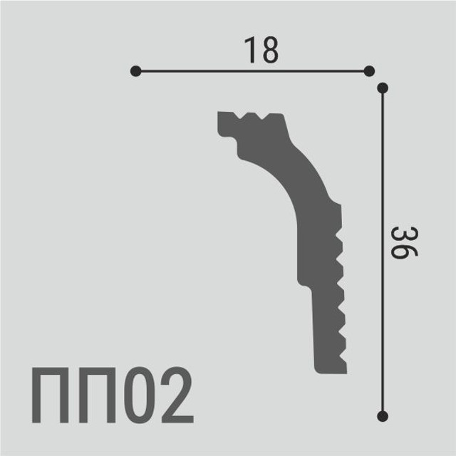 плинтус потолочный ДЕ-БАГЕТ ПП 02 36х18х2000мм полимер(xps), арт. 00-00106521
