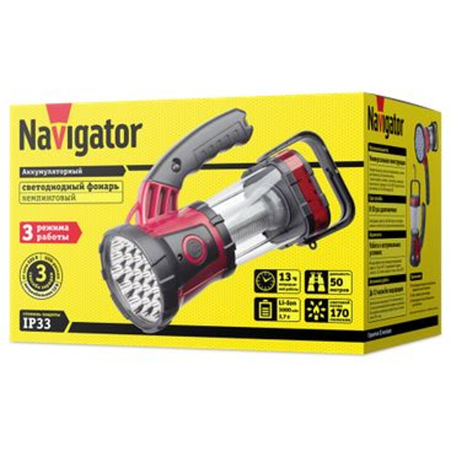 фонарь кемпинговый светодиодный NAVIGATOR 19/24/4 LED аккумуляторный 3,7v 2a 7Вт