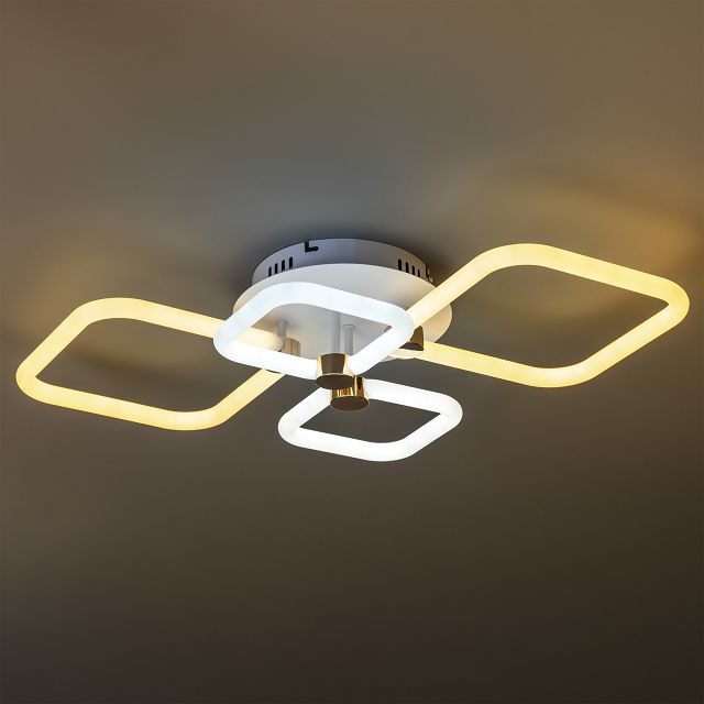 люстра потолочная RITTER LED Ottimo диммируемая с Алиса ДУ 102Вт 3 режима 46м2 белый/золото