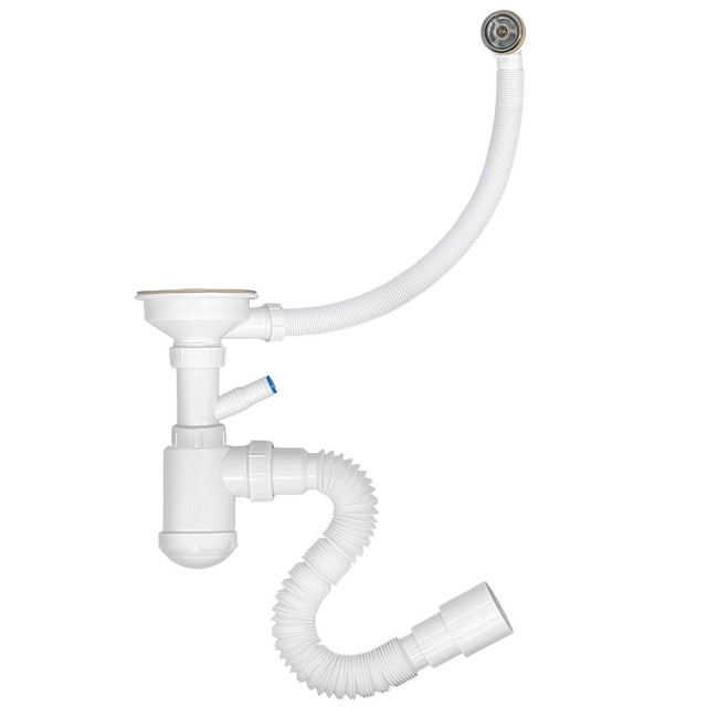 сифон для мойки MasterProf 3.1/2"х40 2 перел., отвод стир. маш с гибкой трубой 40х40/50