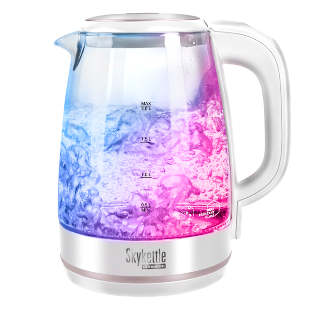 чайник REDMOND RK-G203S SkyKettle 2200Вт 2,0л стекло бел.